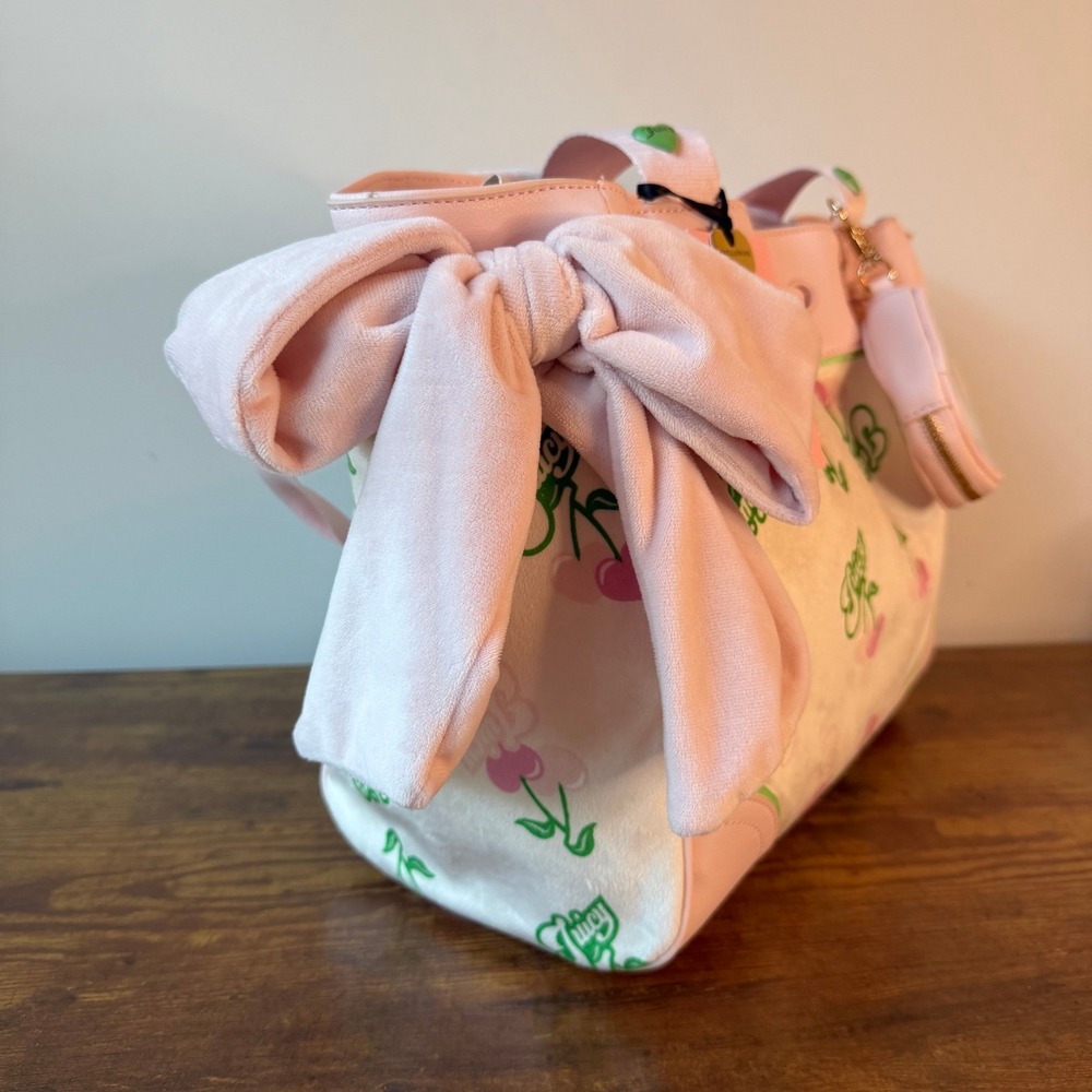 New Juicy Couture Cherry Gelato Retro Light Pink Daydreamer Tote Handbag Y2K - Picture 3 of 7